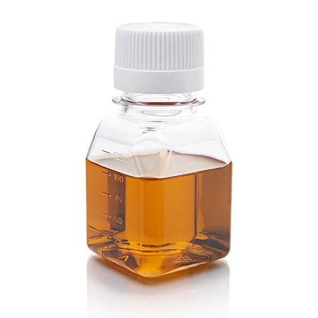 Globe Scientific Bottle, Square Media, PETG with HDPE Closure, 125mL, STERILE with Tamper Evident Shrink Band, 24PK 7610125